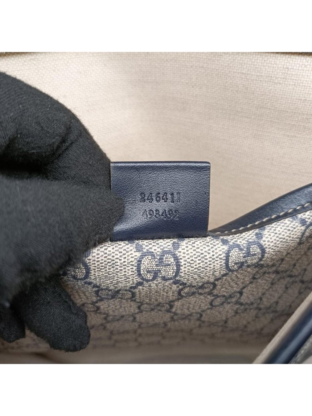 Gucci GG Spuri Bag Beige Black Canvas Leather - Picture 11 of 15